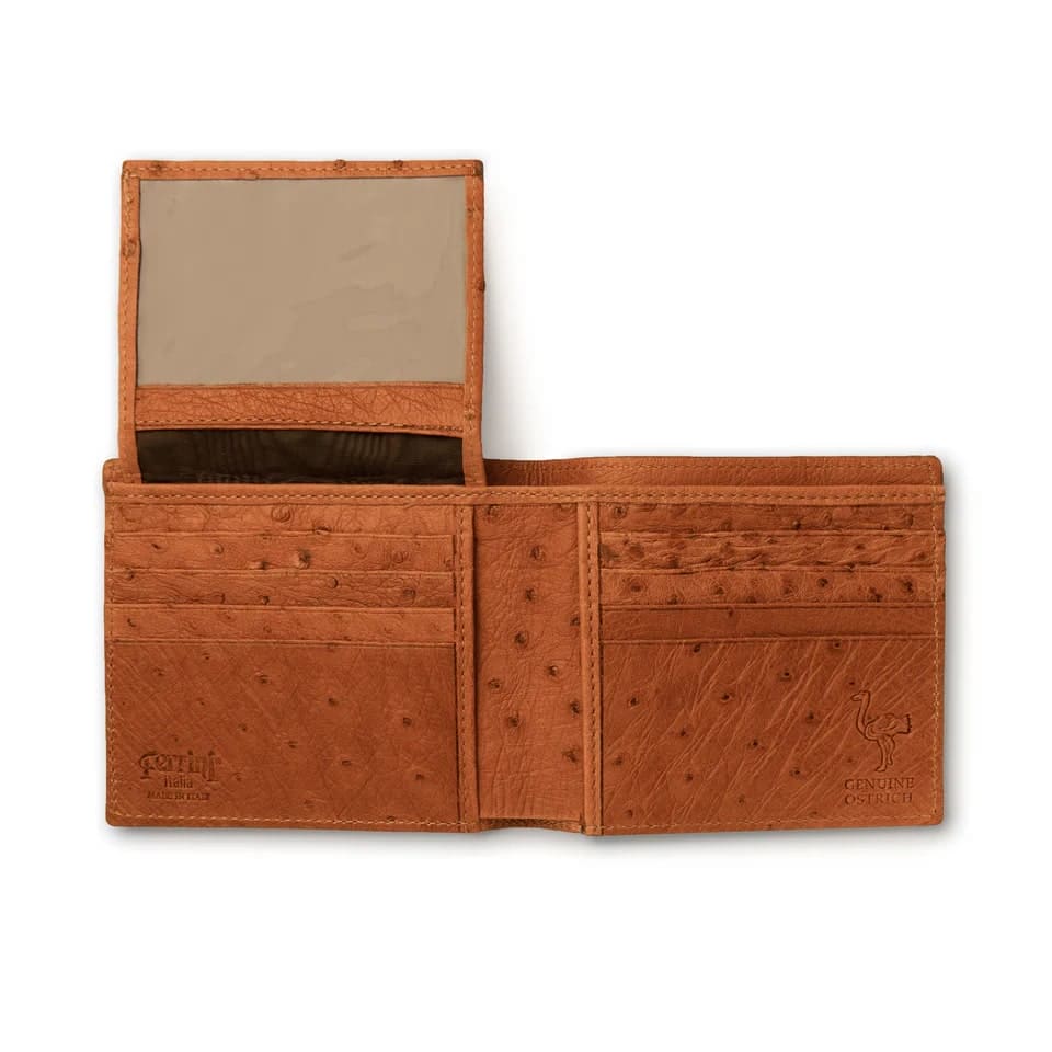 Ferrini Full Quill Ostrich Billfold - Cognac