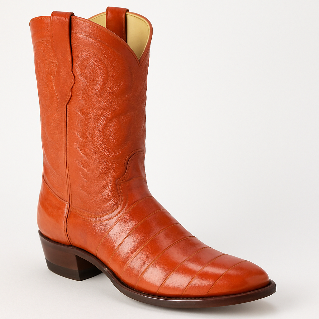 Mens Eel Cowboy Boot - "Burgundy" Boot
