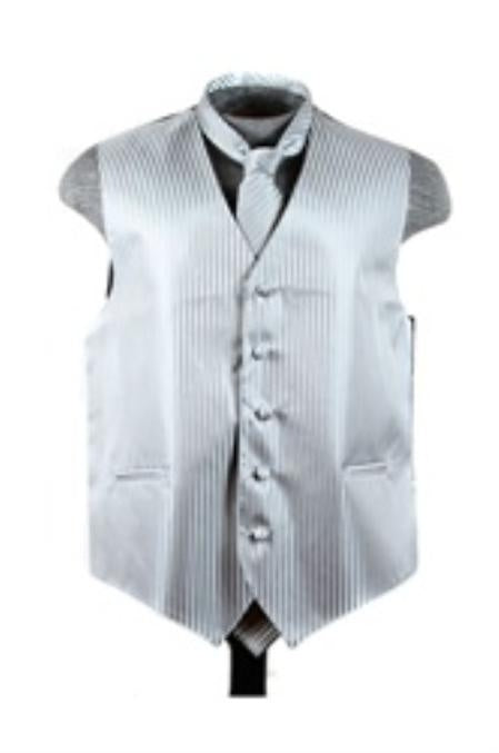 Dress Tuxedo Wedding Vest ~ Waistcoat ~ Waist coat Tie Set Grey Buy 10 of same color Tie For $25 Each - Men's Neck Ties - Mens Dress Tie - Trendy Mens Ties