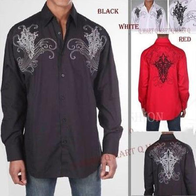 Men's 100% Cotton Stylish Casual Fashion Shirt With Embroidered Design Multi-Color