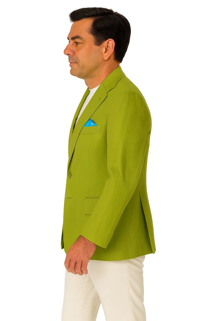 Cotton Blazer - Mens Summer Sport Coat - Light Green Lime Color