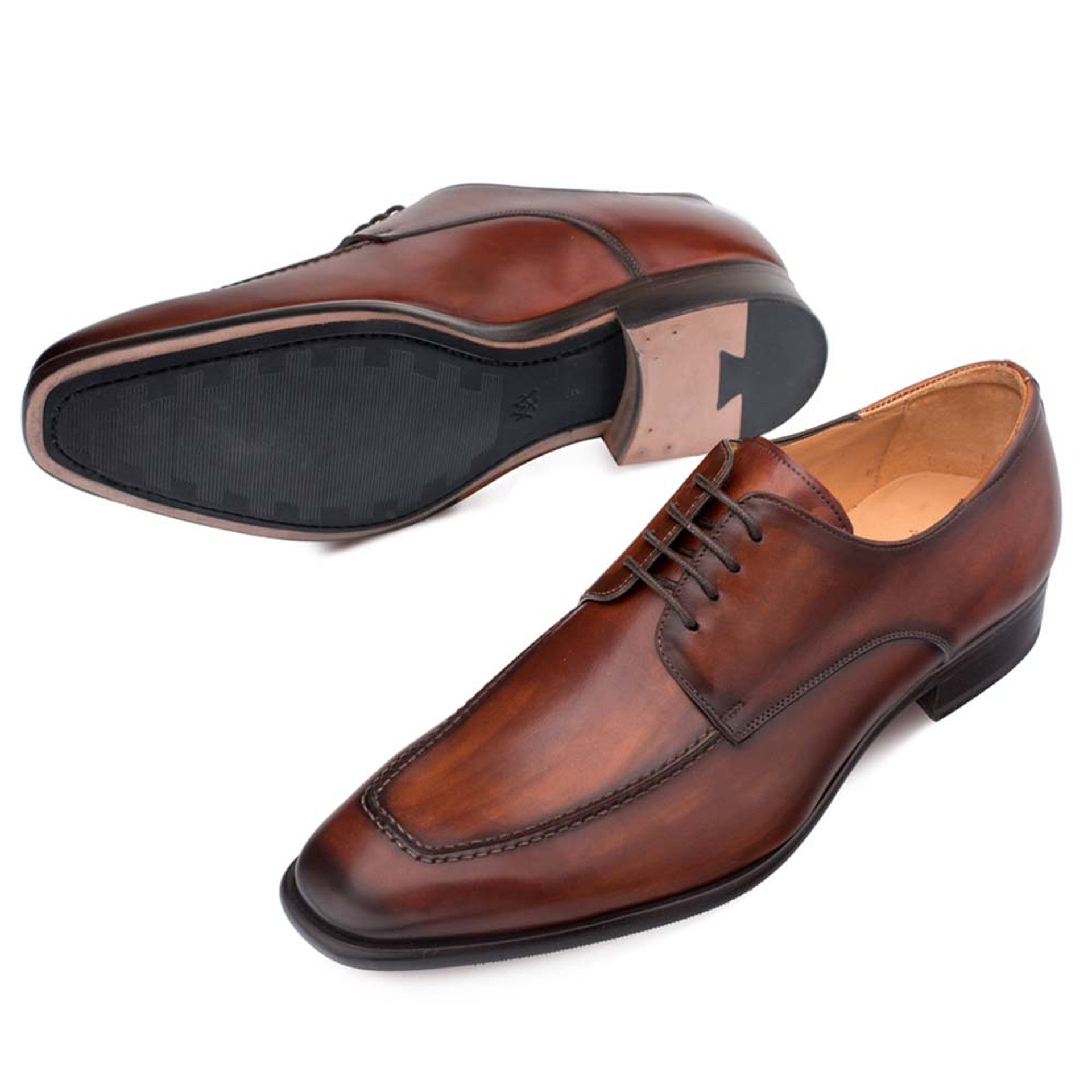 Coventry Dark Cognac Calfskin Leather MenŸ??s Classic Apron Oxford By Mezlan Made In Spain Brand