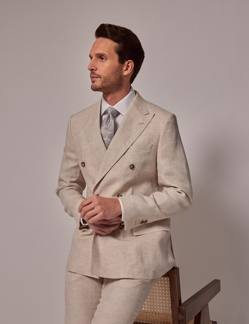 Men's Summer Linen Suit - Cream Wedding Style