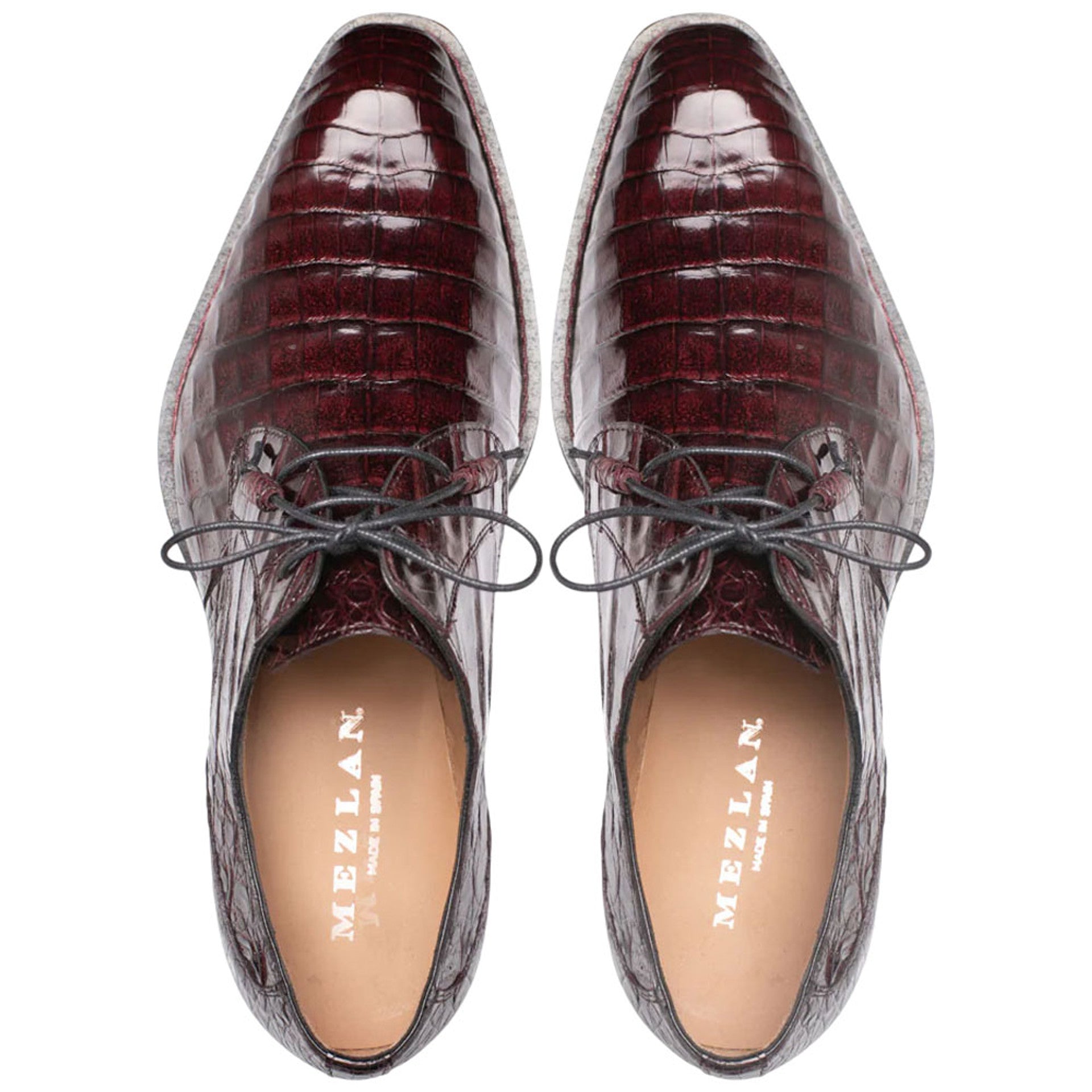 Cratos Crocodile Burgundy Derby Shoes by Mezlan