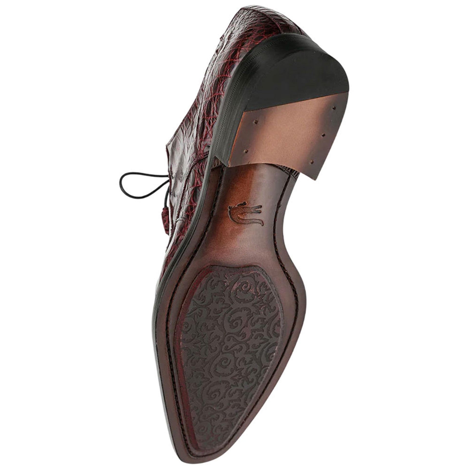 Cratos Crocodile Burgundy Derby Shoes by Mezlan