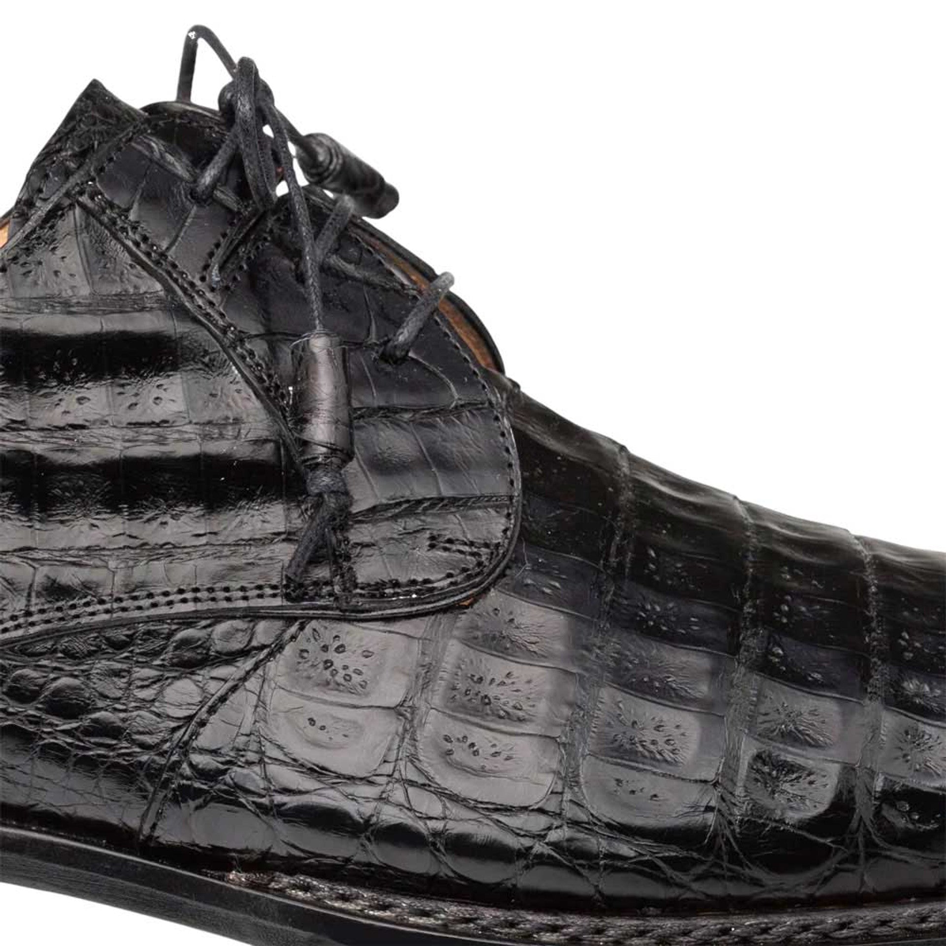 Men's Cratos Genuine Crocodile Black Derby Shoes By Mezlan Made In Spain Brand