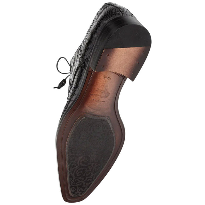 Men's Cratos Genuine Crocodile Black Derby Shoes By Mezlan Made In Spain Brand