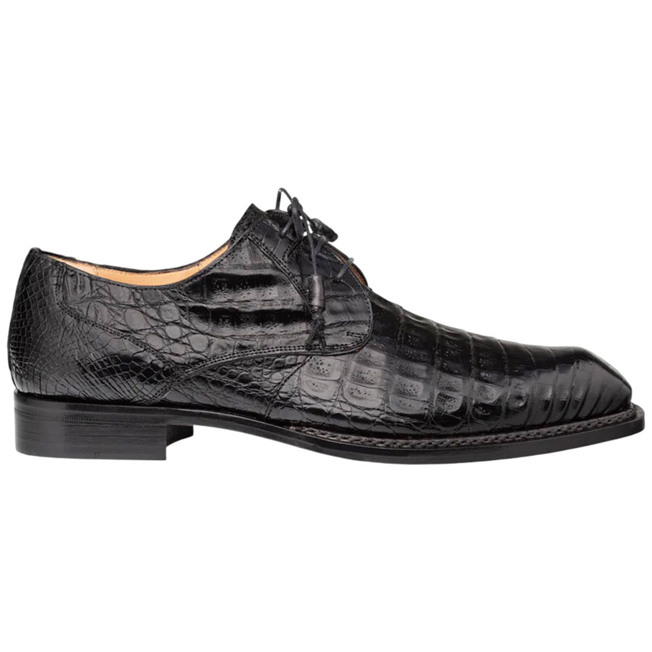 Men's Cratos Genuine Crocodile Black Derby Shoes By Mezlan Made In Spain Brand