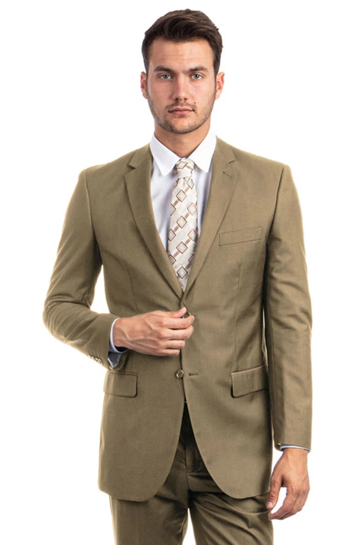 Tan Modern Fit Suits for Men