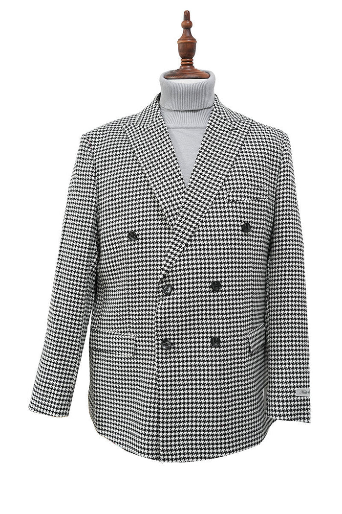 Black Houndstooth Hybrid Double Breasted Jacket