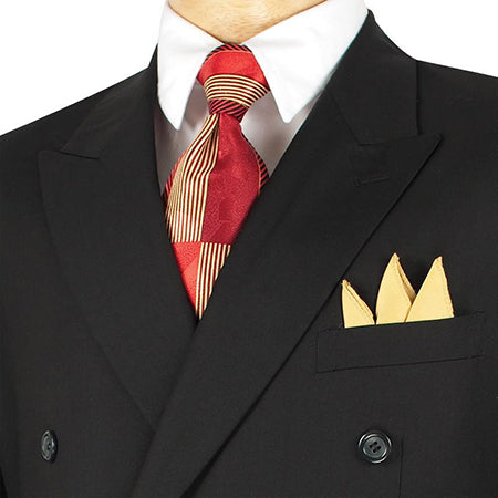 Ramses Black Double Breasted Suit with Elastic Waistband