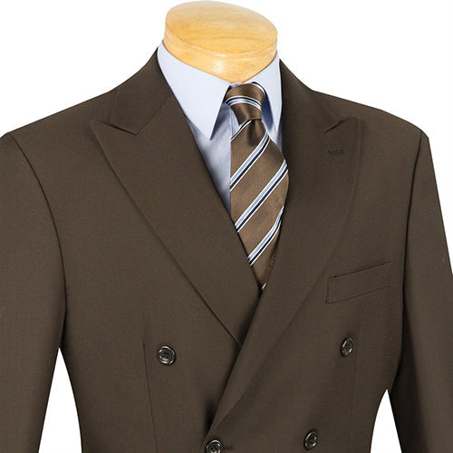 Brown Regular Fit Double Breasted Suit