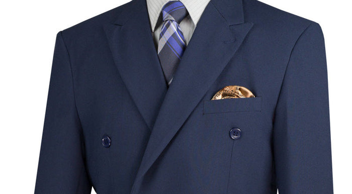 Navy Double Breasted Regular Fit Suit - Ramses Collection