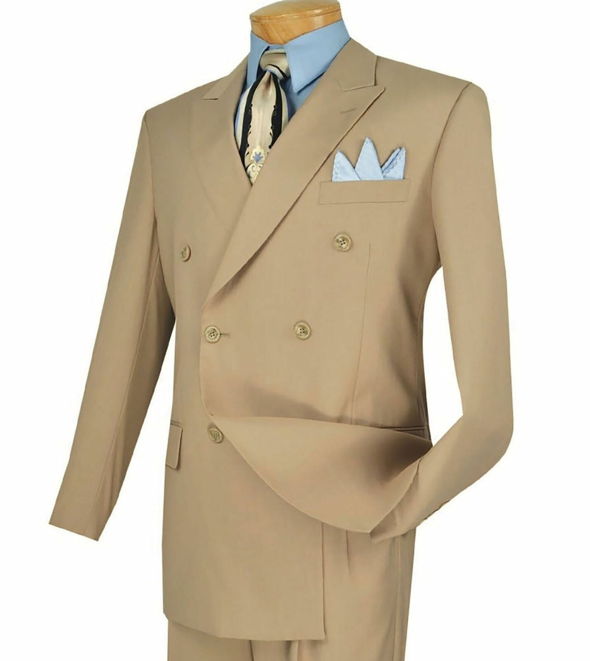 Men's Beige Double Breasted Suit Vinci F-DC900-1