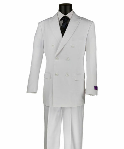 Men's White Double Breasted Suit Vinci F-DC900-1