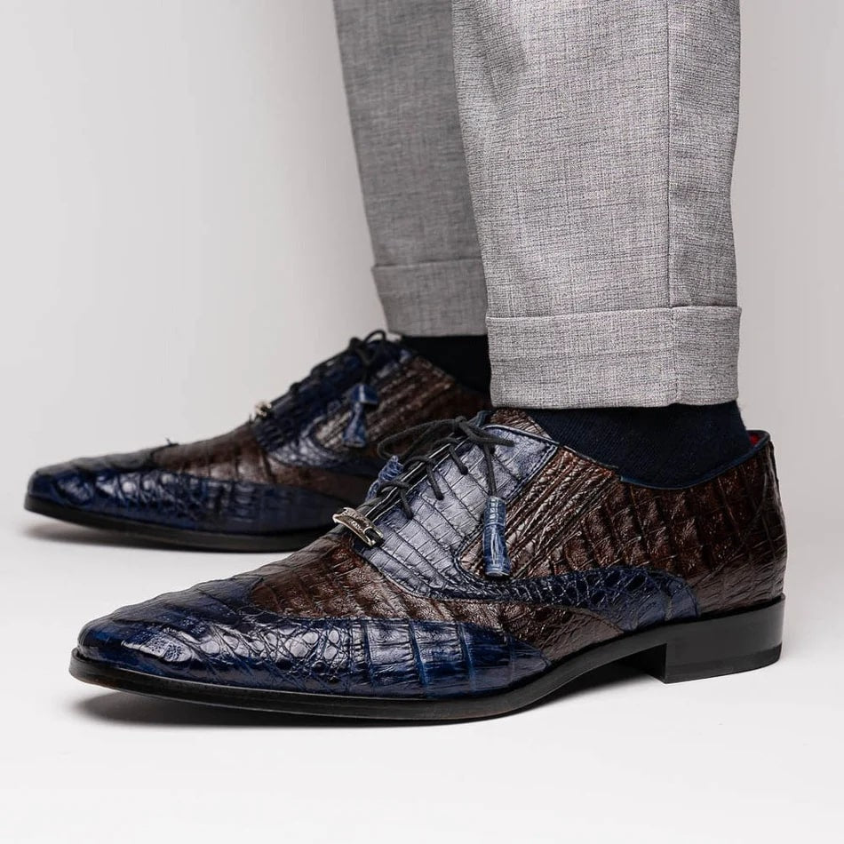 Luciano Exotic Crocodile Wingtip Oxfords