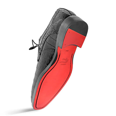 Golfo Plain Toe Crocodile Derby Black by Mezlan