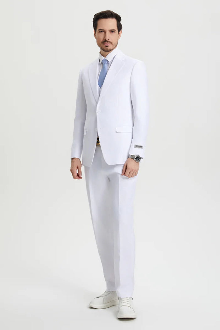 White Stacy Adams Two Button Vested Suit
