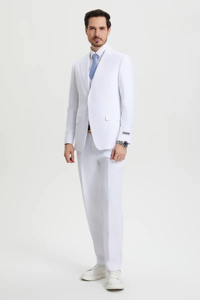 White Stacy Adams Two Button Vested Suit