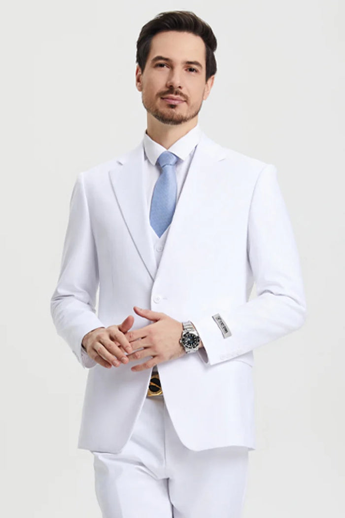 White Stacy Adams Two Button Vested Suit
