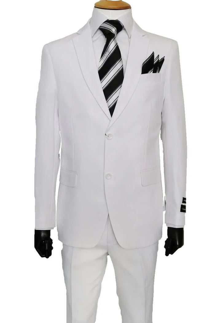 Men's White Classic 2 Button Poplin Suit