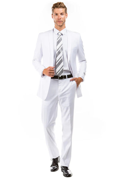 White Slim Fit 2 Button Wedding Suit for Men