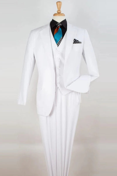White Classic Fit Wedding Suit with Vest