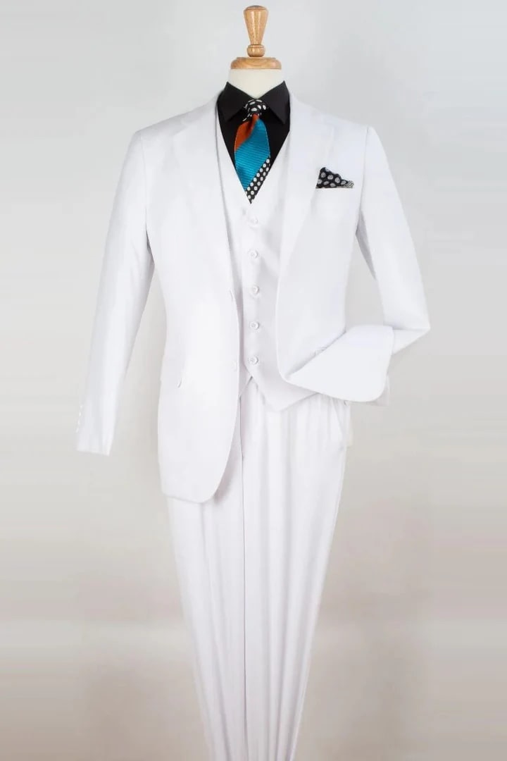White Classic Fit Wedding Suit with Vest