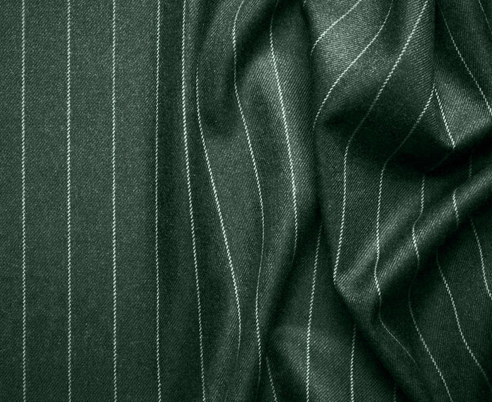 Double Breasted Stripe Suit Hunter Green 2 Piece