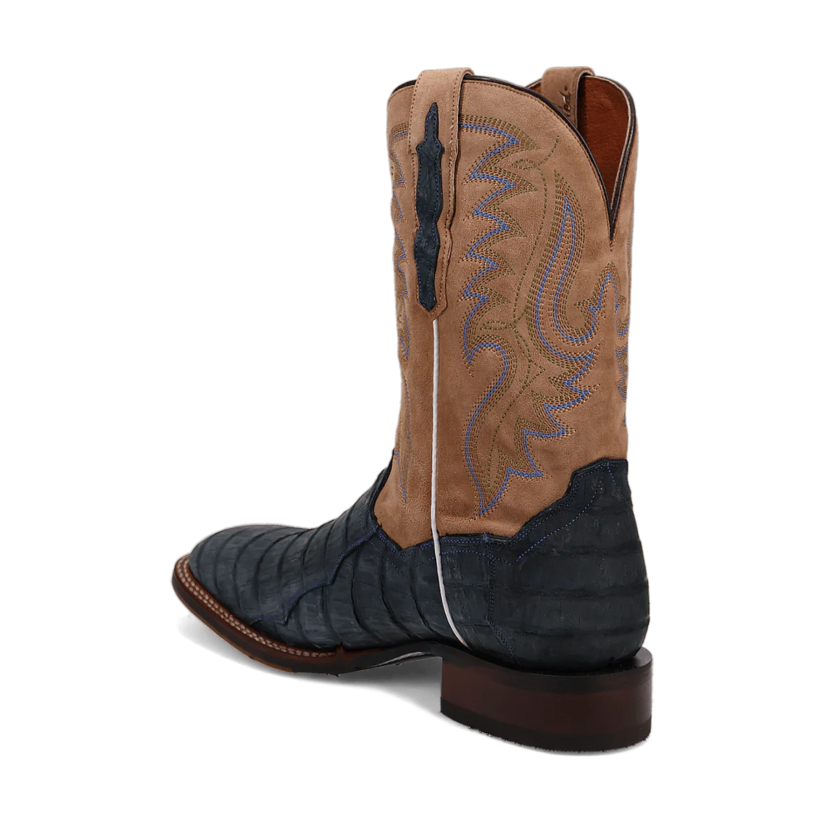 Leon Denim & Tan Caiman Square Toe Boots