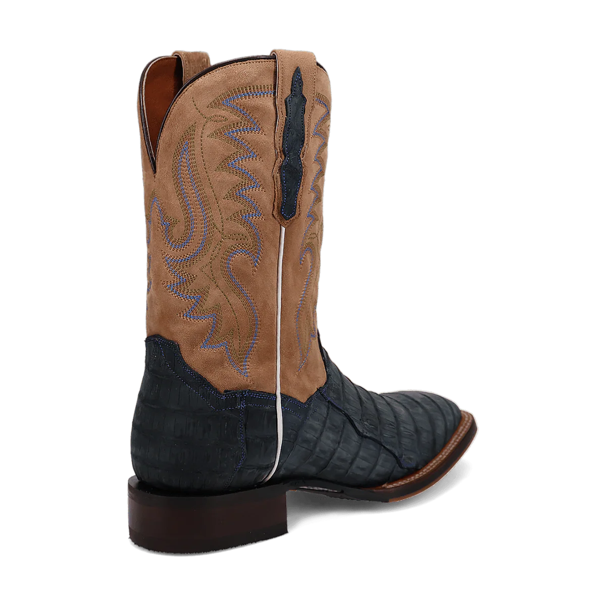 Leon Denim & Tan Caiman Square Toe Boots