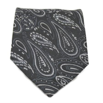 Black P A I S L E Y Print Neck Tie and Handkerchief Set - Men's Neck Ties - Mens Dress Tie - Trendy Mens Ties