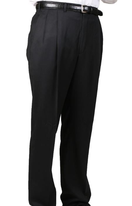 Black, Parker, Pleated Pants Lined Trousers 100% Worsted Wool unhemmed unfinished bottom