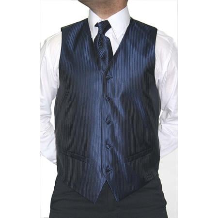 Men's 4-Piece Vest Tie Accessory Set Blue/Black Also available in Big and Tall Sizes