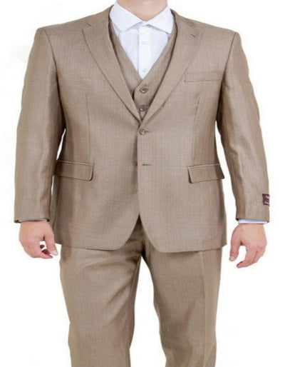 Men's Dark Tan Sharkskin 3 Piece Suit