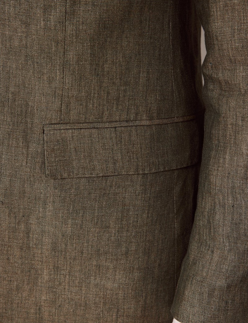 Dark Green Linen Beach Wedding Suit for Men