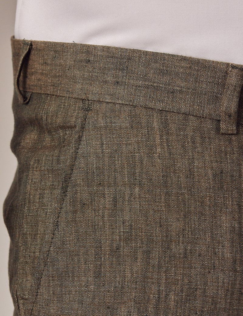 Men's Dark Green Linen Suit - Beach Wedding