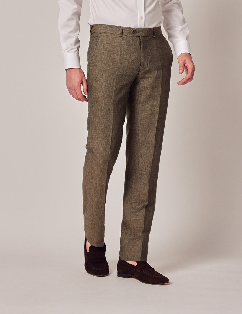 Men's Dark Green Linen Suit - Beach Wedding