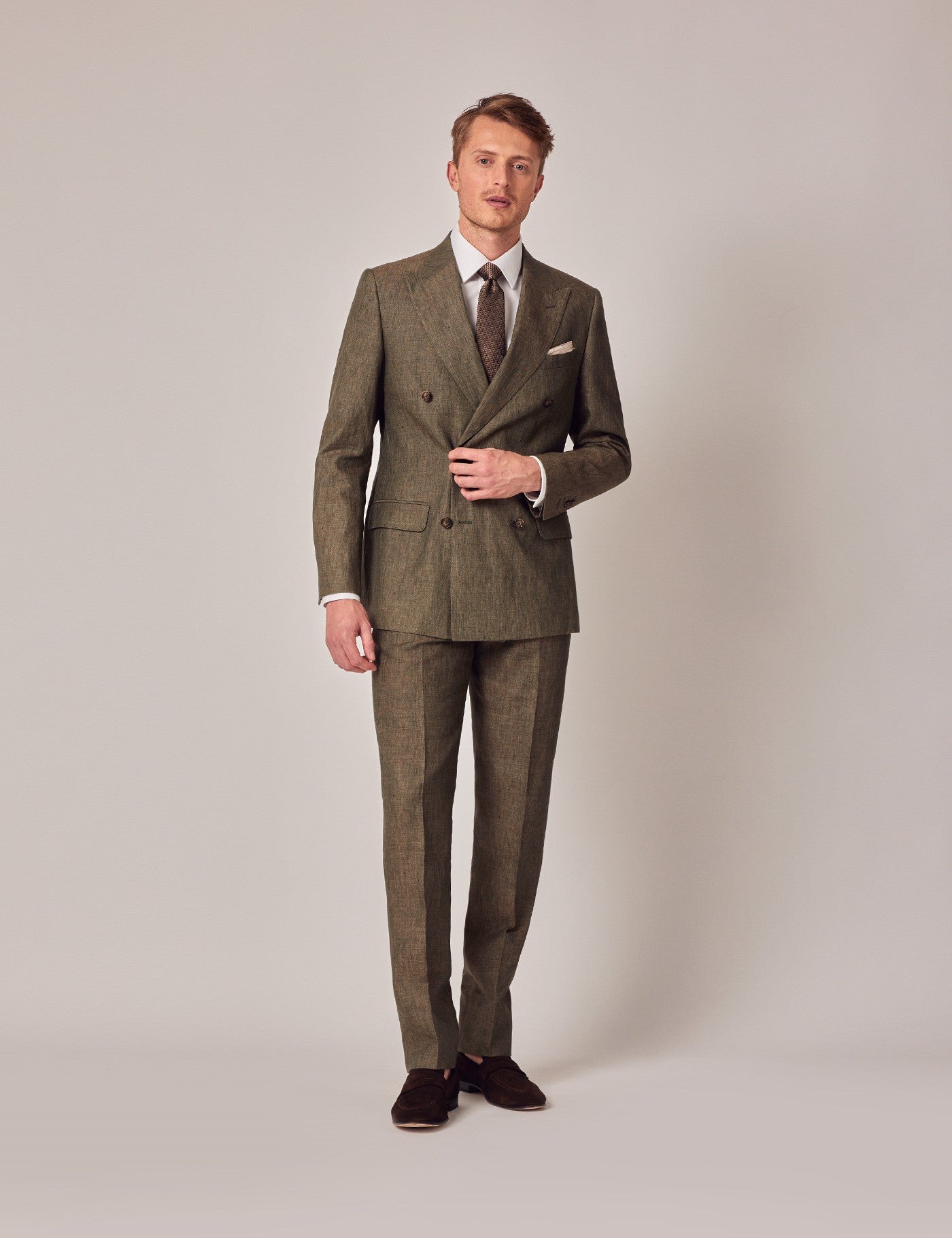 Men's Dark Green Linen Suit - Beach Wedding