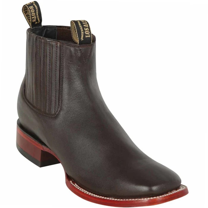 Los Altos Square Toe Brown Ankle Boots