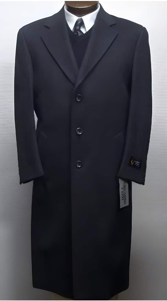 Charcoal Gray Wool Classic Button Front Overcoat