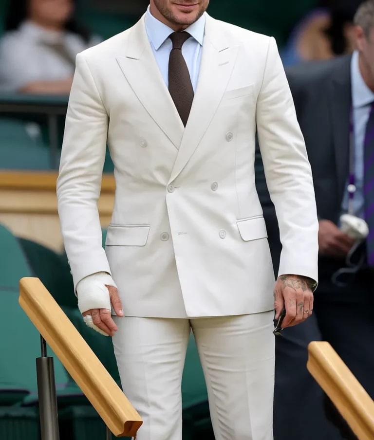 David Beckham Double Breasted Off White Blazer