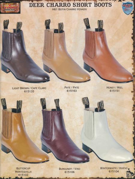 Wild West Genuine Deer Chelsea Charro Short Cowboy Western Boot ~ Botines Para Hombre Diff.Colors/Sizes Light Brown/Pate/Honey/Buttercup Ankle Dress Style For Man