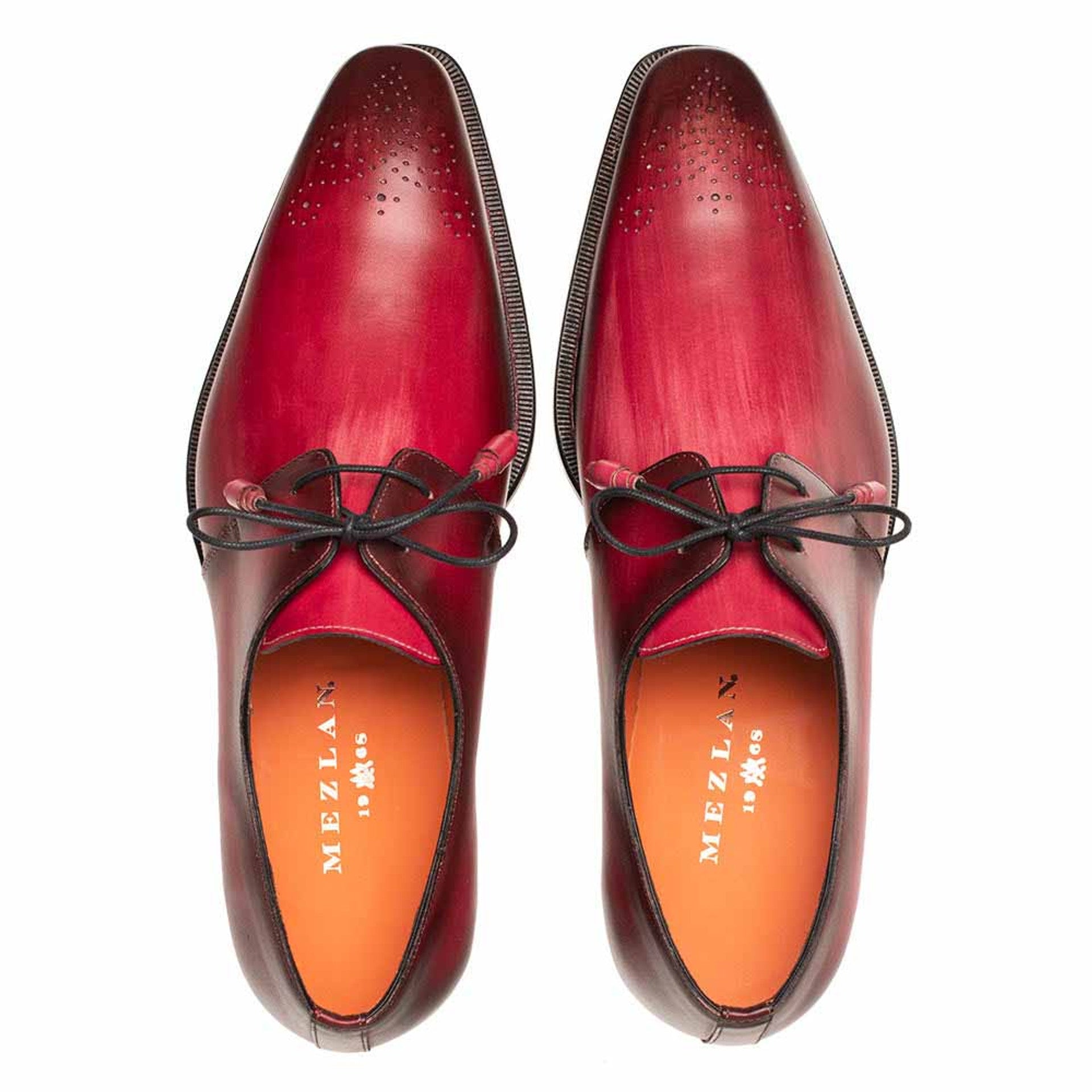 Principe Burgundy/Rust Patina Leather MenŸ??s Derby Shoes By Mezlan Made In Spain Brand