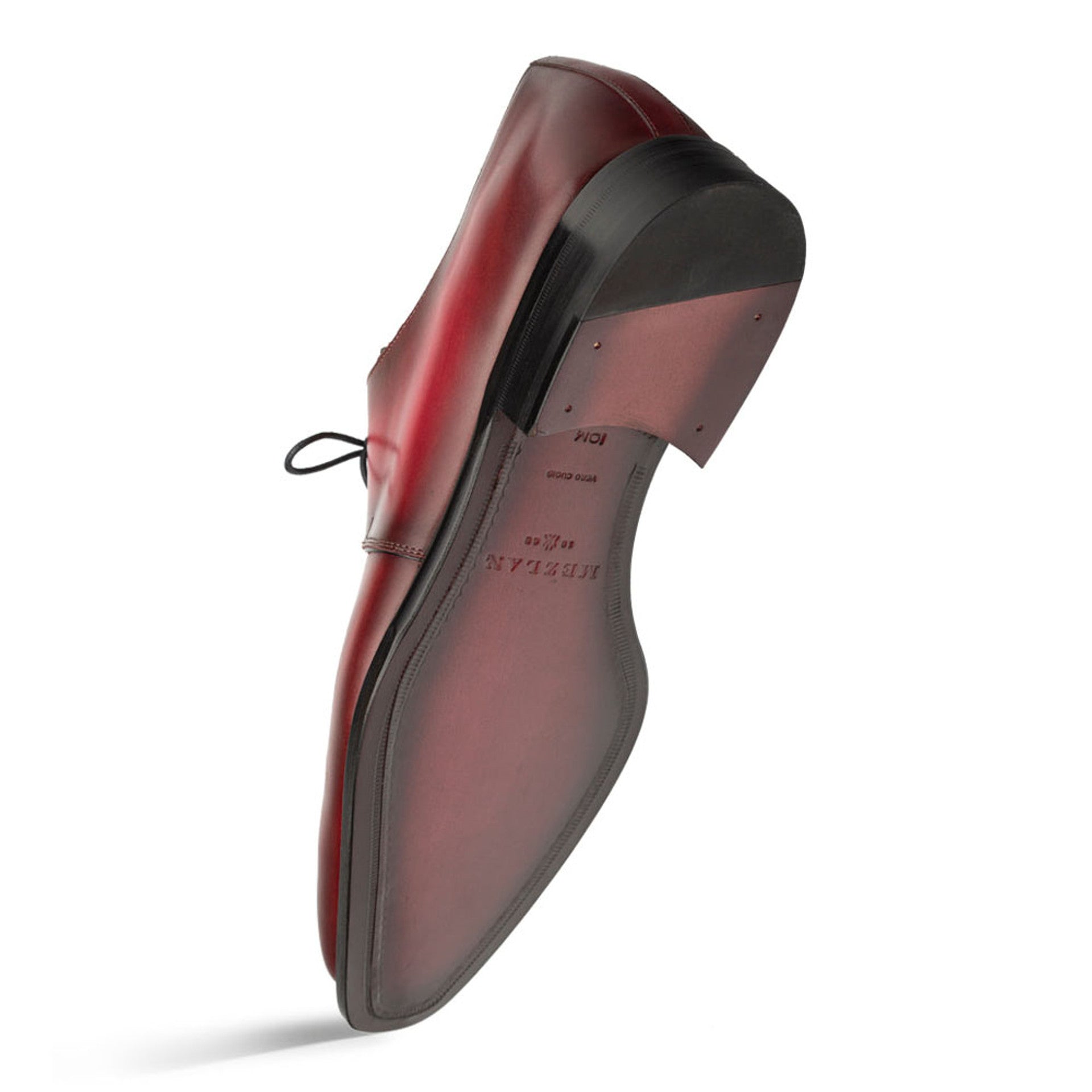 Principe Burgundy/Rust Patina Leather MenŸ??s Derby Shoes By Mezlan Made In Spain Brand