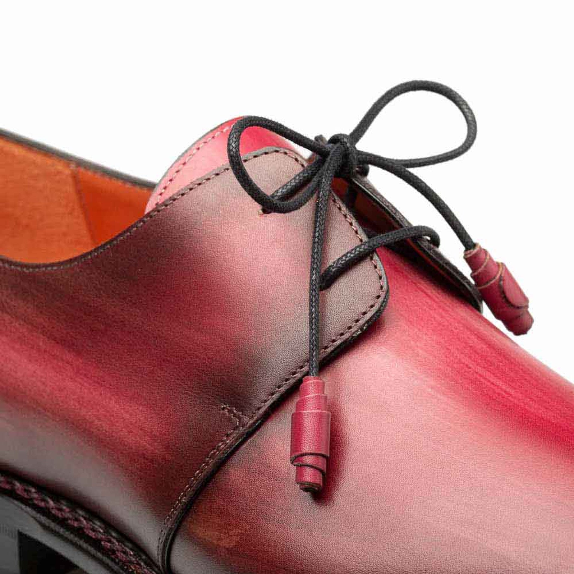 Principe Burgundy/Rust Patina Leather MenŸ??s Derby Shoes By Mezlan Made In Spain Brand