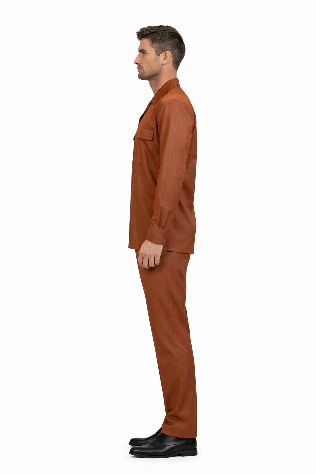 Mens Luxury Copper Wool Two-Piece Leisure Walking Suit