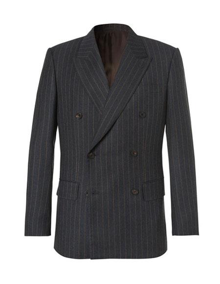 kingsman chalk-striped Double Breasted eggsy - Color: Dark Grey Suit