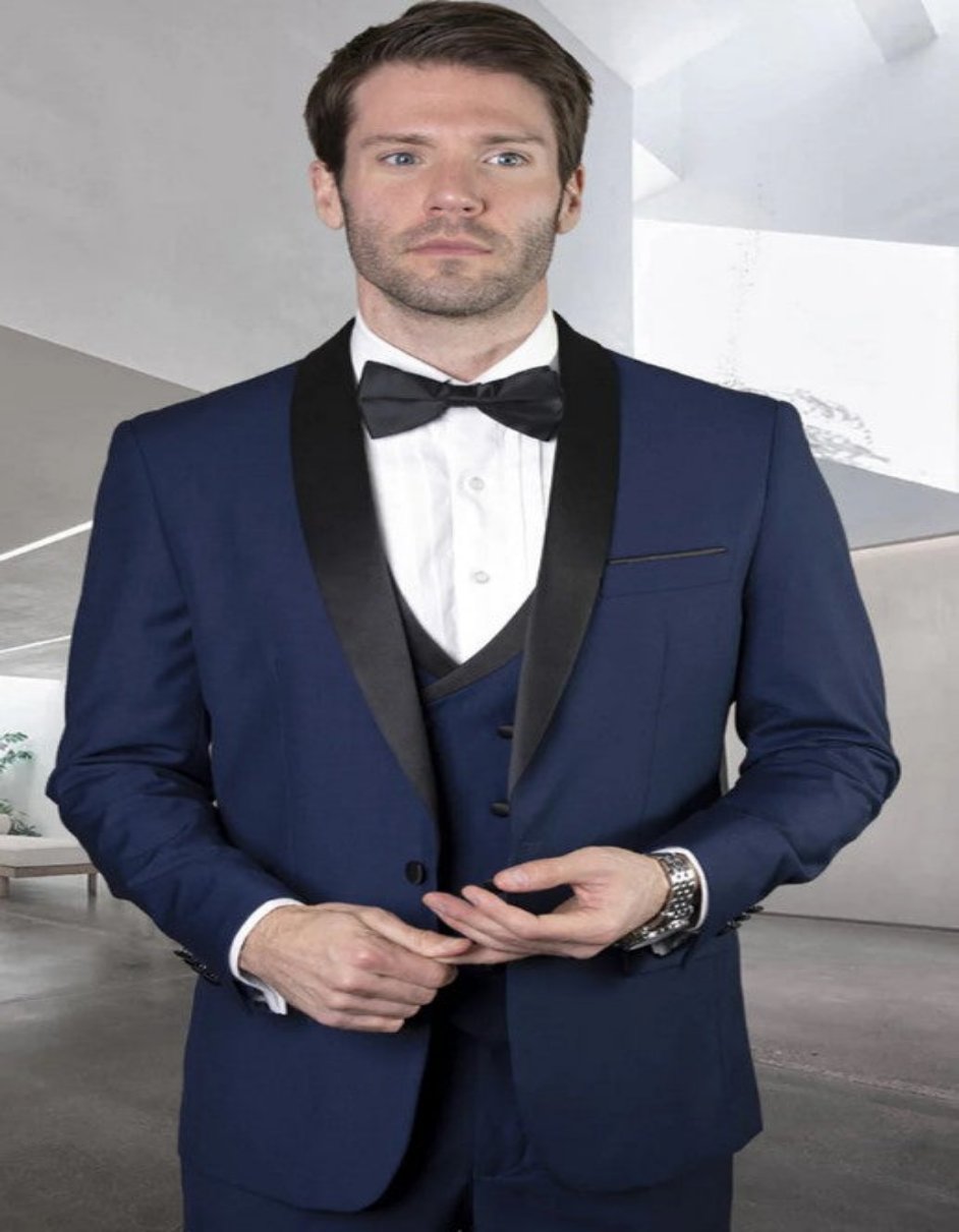 Double Breasted Blue Prom Suit for Men