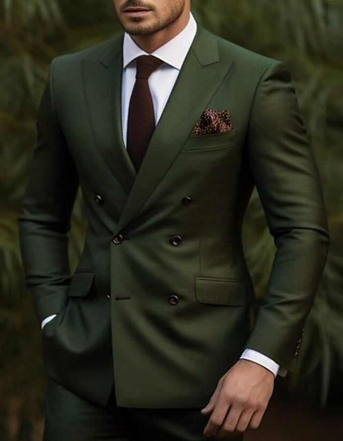 Double Breasted Slim Suit with Tapred Fit Pants